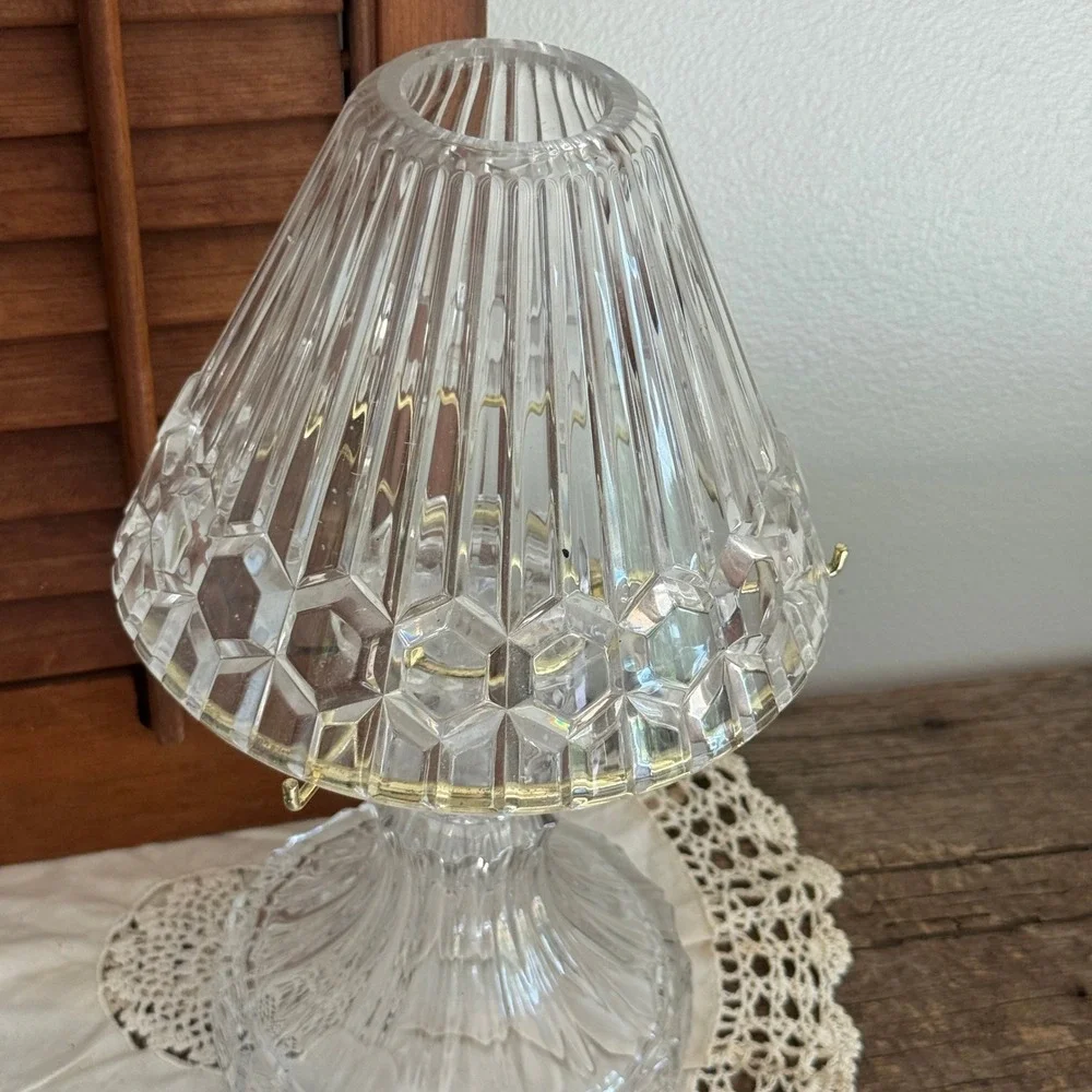 Partylite Astoria Crystal Tea Light Candle Lamp Clear Glass Hollywood Regency